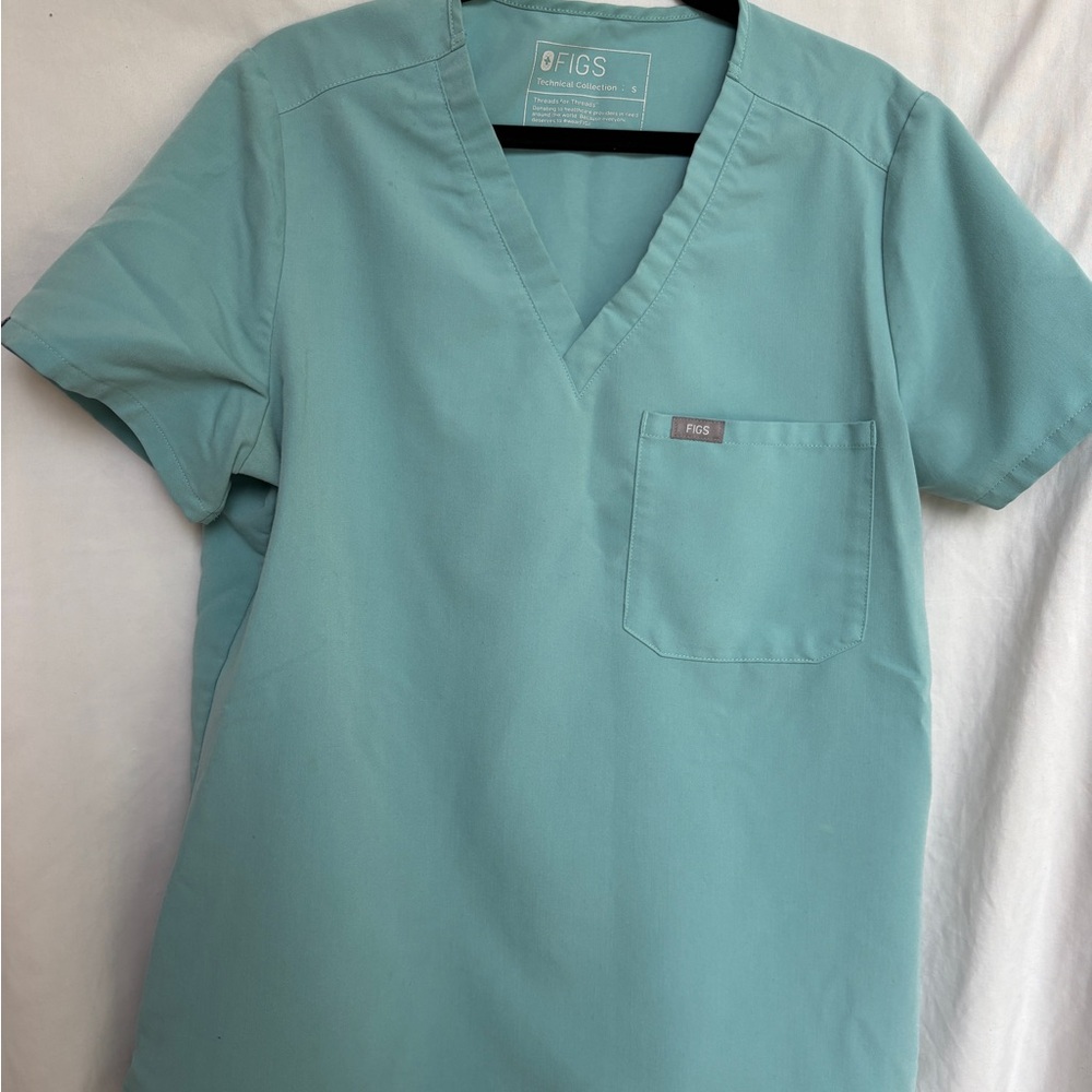 Figs SET Aqua one pocket scrub top and matching jogger bottom